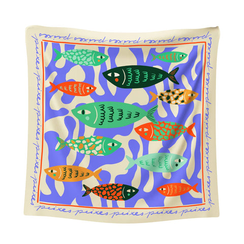 Medium satin scarf - Fish