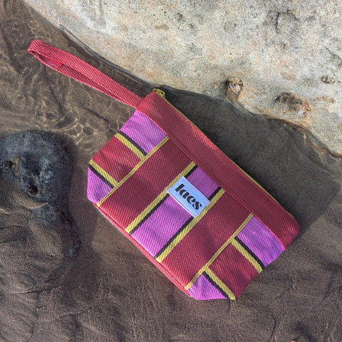 Lined upcycled nylon pouch