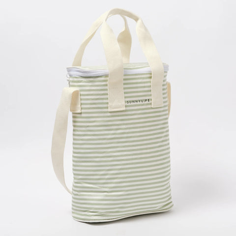 Sunnylife striped cool bag - sage and green - shop now