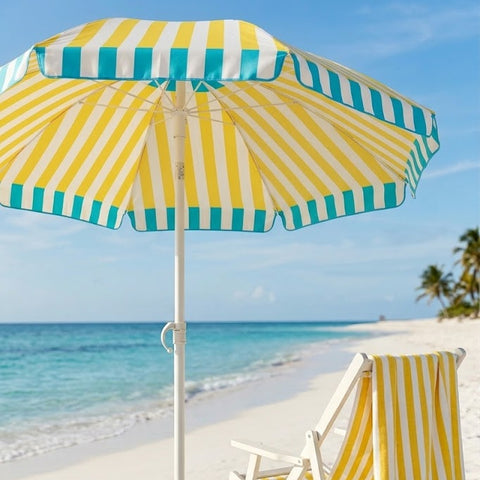 Striped beach umbrella